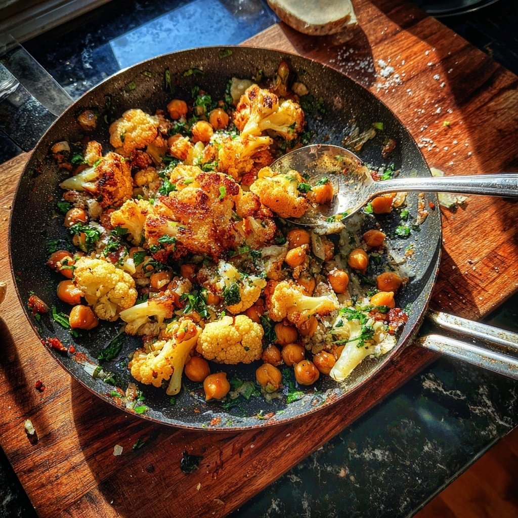 Blumenkohl Pfanne Mit Kichererbsen