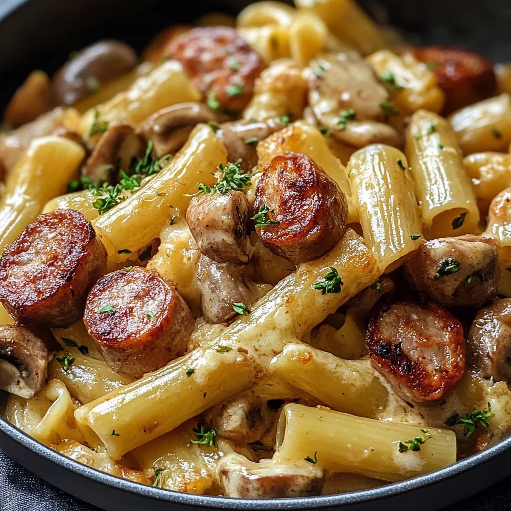 Wurst-Nudel-Pfanne mit Käse